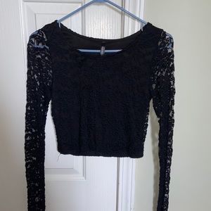 Black Lace Crop Top